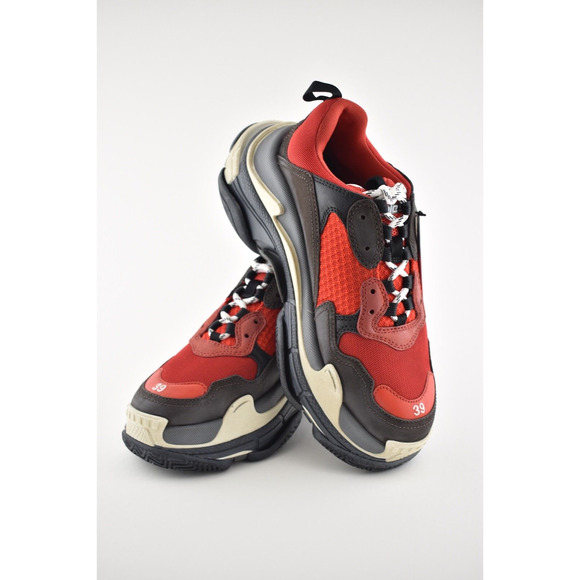 Balenciaga Triple S Black Red Bred Speed Flat Sneaker Trainer 39 Mens US 6 - Picture 8 of 12